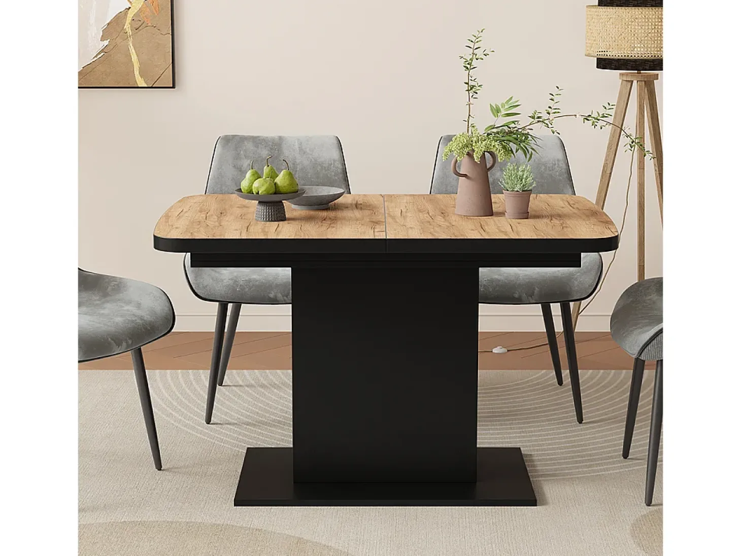 Mesa de comedor goldkraft roble/negro 120x80x3.6 fenaro