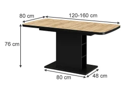 Mesa de comedor goldkraft roble/negro 120x80x3.6 fenaro