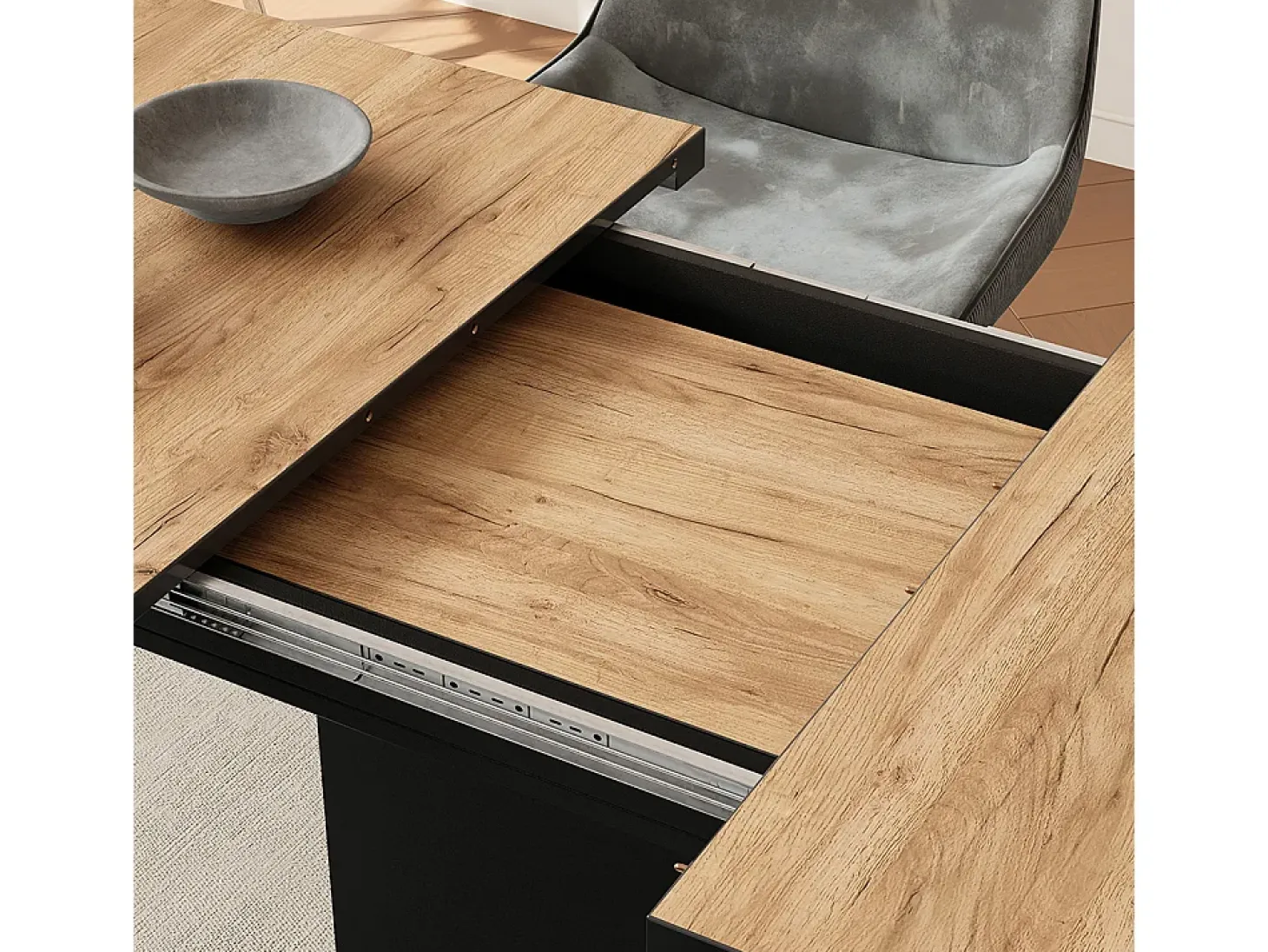 Mesa de comedor goldkraft roble/negro 120x80x3.6 fenaro
