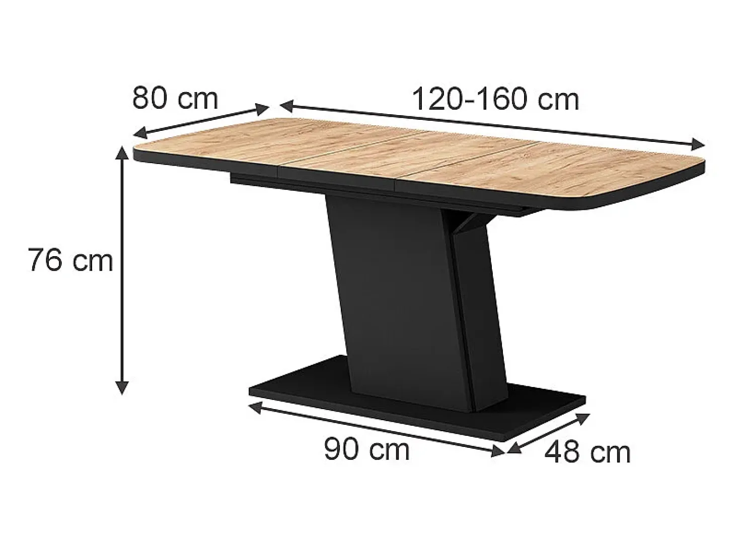 Mesa de comedor goldkraft roble/negro 120x80x77.3 fenaro
