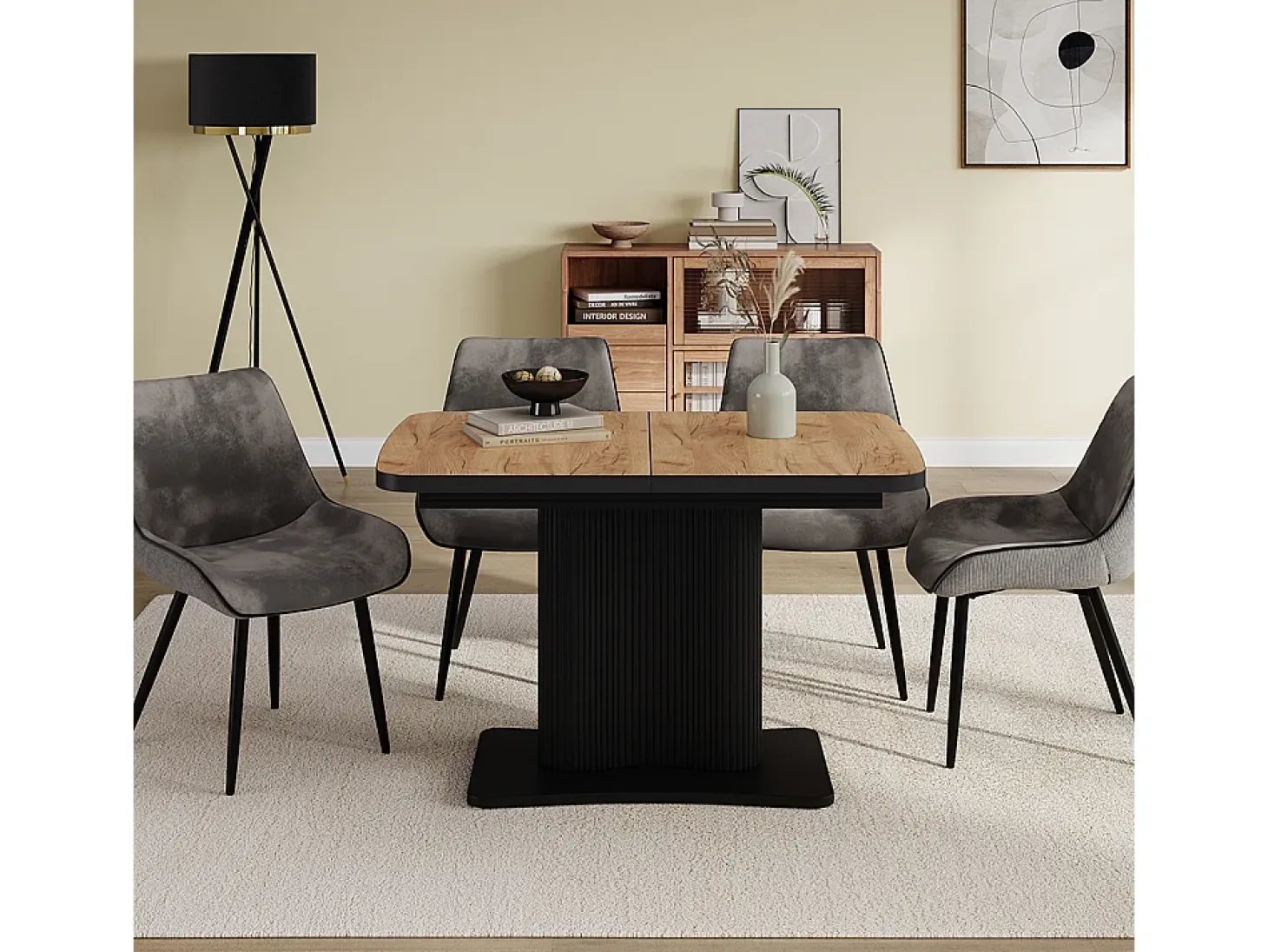 Mesa de comedor goldkraft roble/negro 120x80x77.4 fenaro