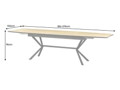 Mesa de comedor GRANI – Chapa de roble claro y metal – 180-270 cm – Extensible