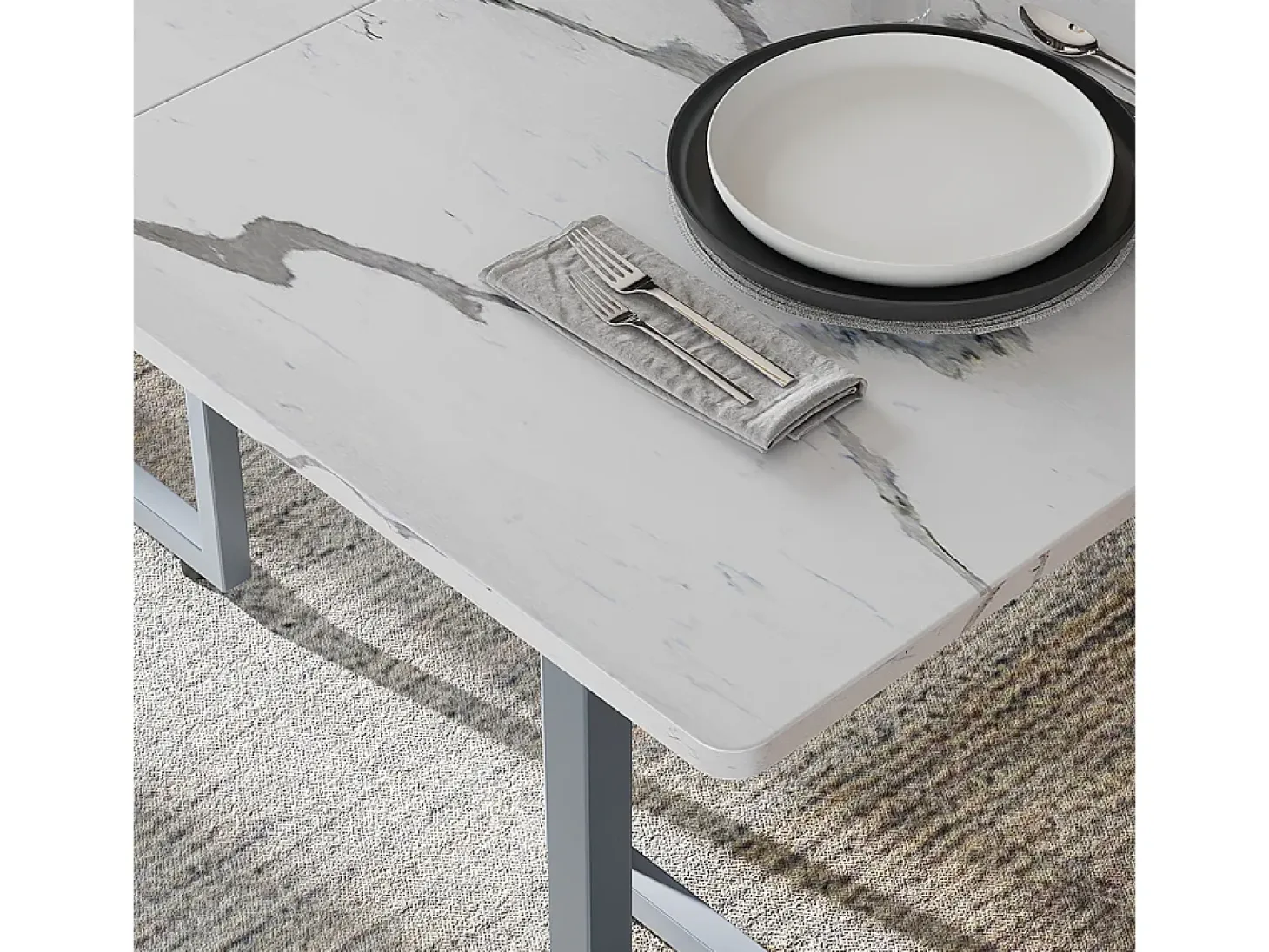 Mesa de comedor gris/mármol-blanco 140x80x75 merido