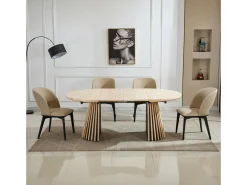 Mesa de comedor Grove redonda extensible nordish 76x120-160-200x120 cm Adec