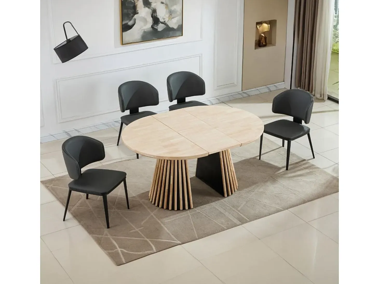 Mesa de comedor Grove redonda extensible nordish 76x120-160-200x120 cm Adec