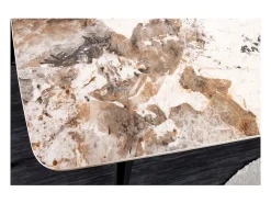 Mesa de comedor HEXA – Cerámica efecto piedra y metal negro – 180 cm – Estilo contemporáneo