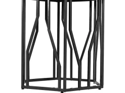 Mesa de comedor hexagonal para 4-6 personas - patas de metal negro - blanco (115,5 x 115,5 x 75 cm)