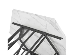 Mesa de comedor hexagonal para 4-6 personas - patas de metal negro - blanco (115,5 x 115,5 x 75 cm)
