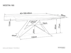 Mesa de comedor Holly 160 - 240 cm Pietra di Savoia efecto hormigón diseño cerámica