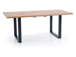 Mesa de comedor industrial extensible de 160-210 cm con tablero de aspecto roble y estructura de metal Venice negro