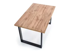 Mesa de comedor industrial extensible de 160-210 cm con tablero de aspecto roble y estructura de metal Venice negro