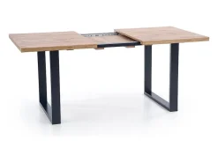 Mesa de comedor industrial extensible de 160-210 cm con tablero de aspecto roble y estructura de metal Venice negro