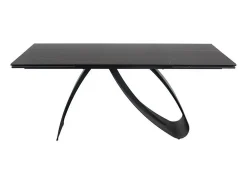 Mesa de comedor Justine de cerámica negra y cristal templado