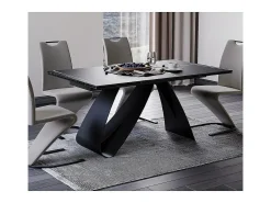 Mesa de comedor Justine de cerámica negra y cristal templado