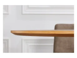 Mesa de comedor KANOVA 120 cm – Tablero redondo de roble claro y pie central de diseño – Estilo contemporáneo