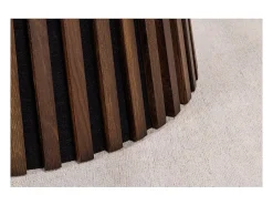 Mesa de comedor KANOVA 120 cm – Tablero redondo de roble oscuro y pie central de diseño – Estilo contemporáneo