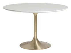 Mesa de comedor Korne redonda de cerámica y patas de acero dorado estilo art déco-Color Negro-Diámetro 120 cm