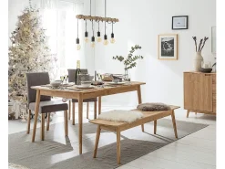 Mesa de comedor Kundy rectangular 160 cm en madera maciza de roble