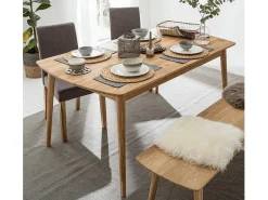 Mesa de comedor Kundy rectangular 160 cm en madera maciza de roble