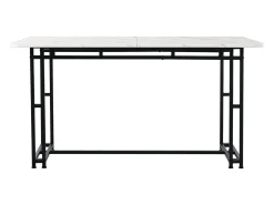 Mesa de comedor ligera de lujo, MDF, metal, blanca y negra (120 x 70 x 74 cm)
