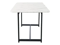 Mesa de comedor ligera de lujo, MDF, metal, blanca y negra (120 x 70 x 74 cm)