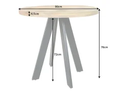 Mesa de comedor LODEN 80 cm – Tablero redondo de madera maciza de mango y estructura de metal negro