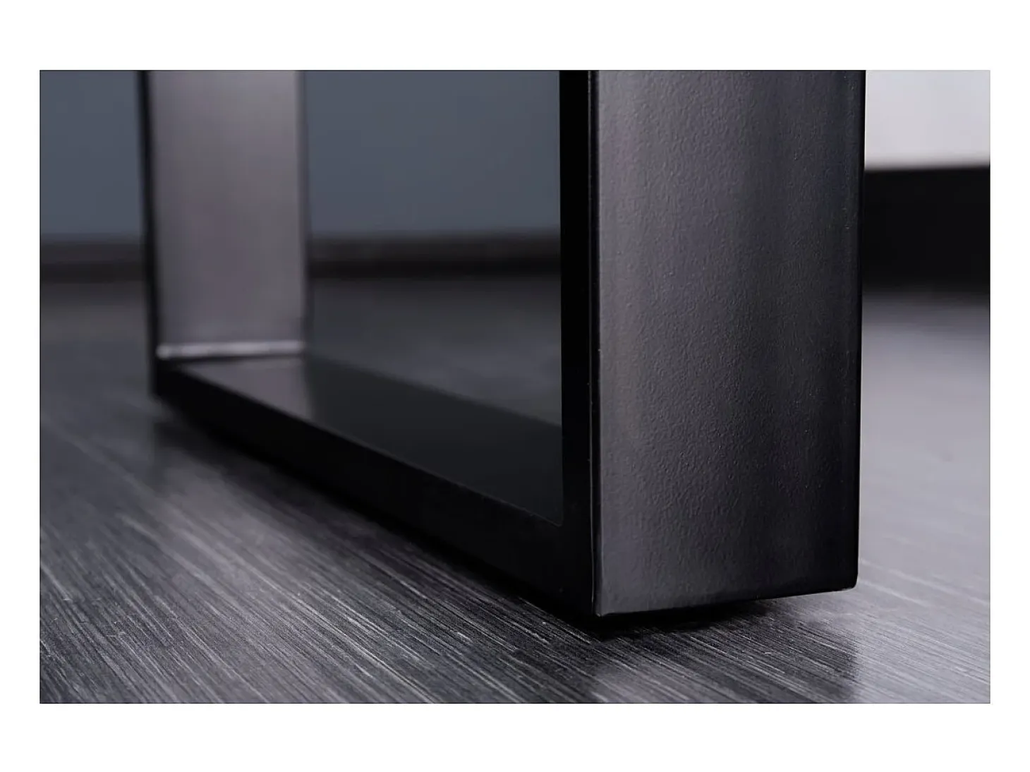 Mesa de comedor LODEN 120 cm Tablero de madera maciza de sheesham barnizado Patas en U de metal negro