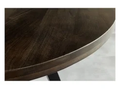 Mesa de comedor LODEN redonda 120 cm – Mesa industrial de madera maciza de mango y metal