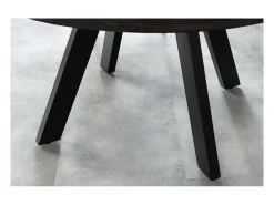 Mesa de comedor LODEN redonda 120 cm – Mesa industrial de madera maciza de mango y metal