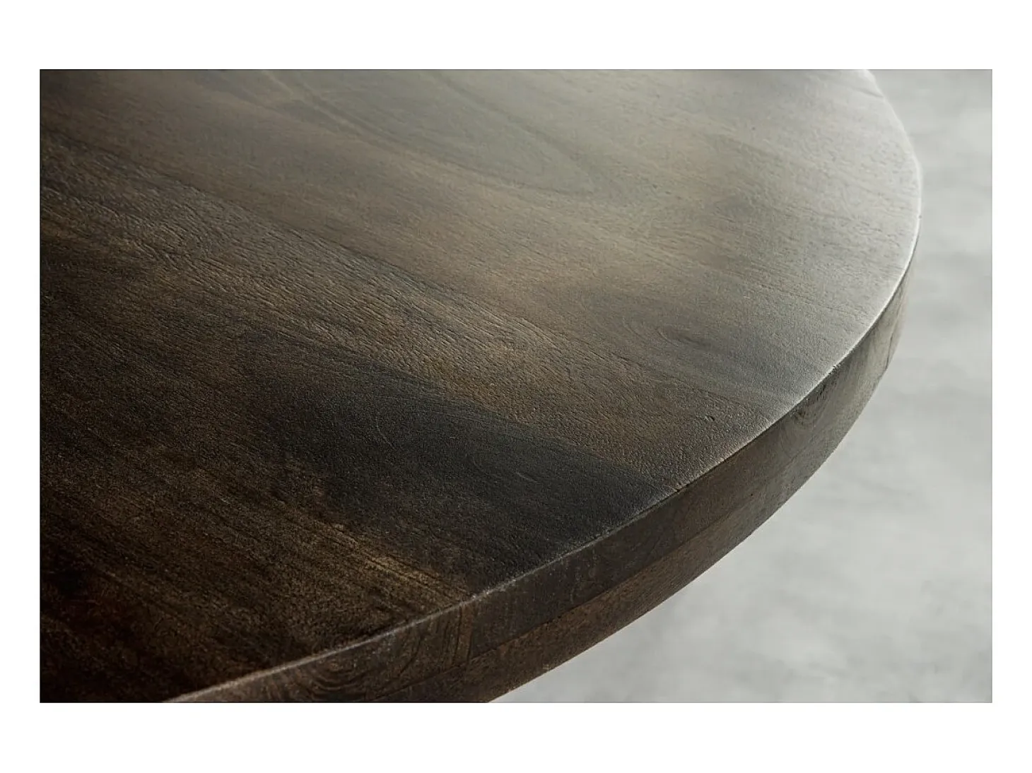 Mesa de comedor LODEN redonda 120 cm – Mesa industrial de madera maciza de mango y metal