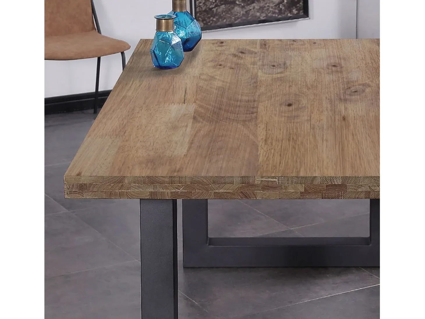 Mesa de comedor Loft fija roble oscuro 75x160x100 cm Adec