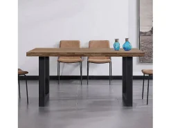 Mesa de comedor Loft fija roble oscuro 75x160x100 cm Adec