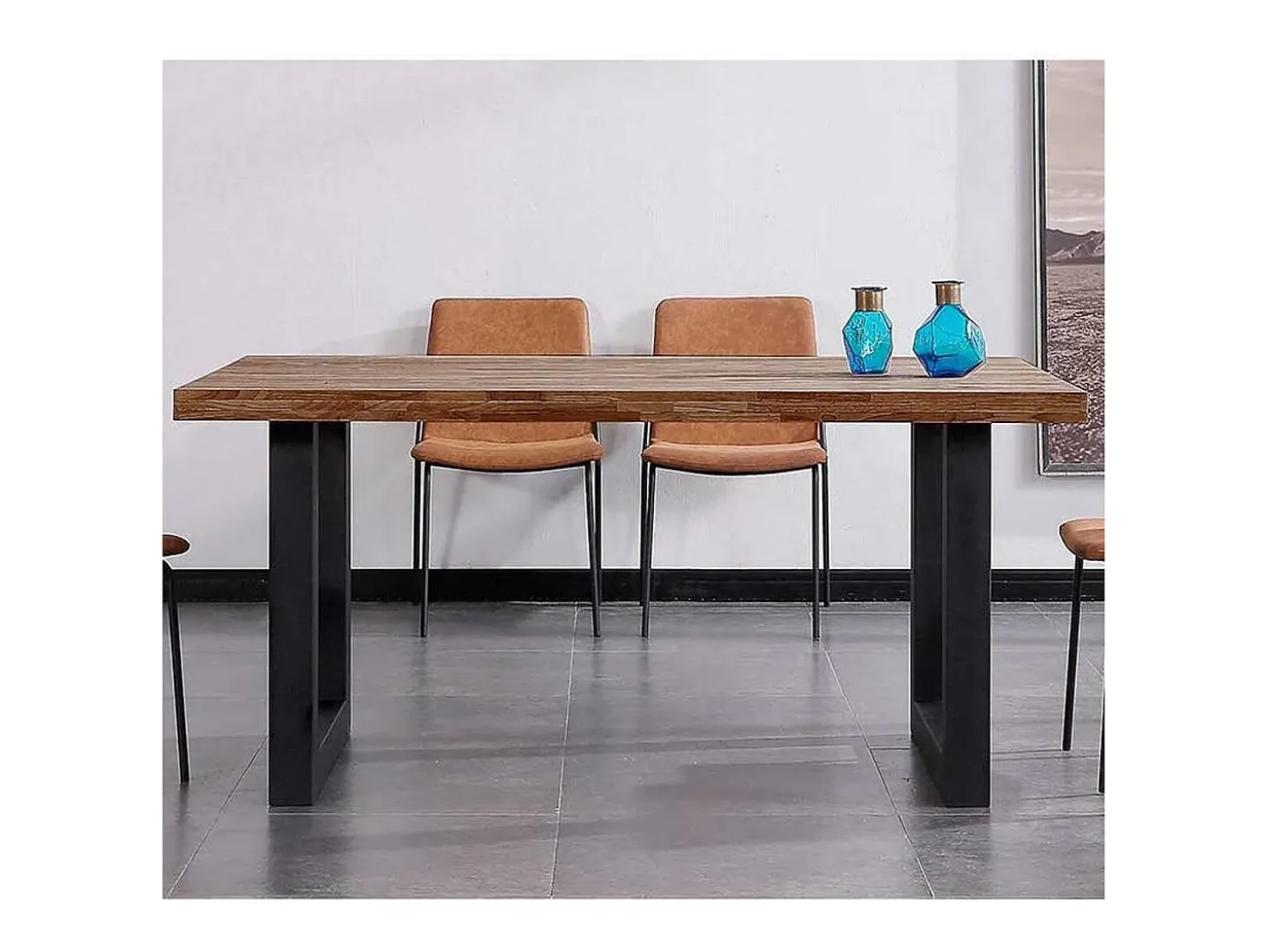 Mesa de comedor Loft fija roble oscuro 75x160x100 cm Adec