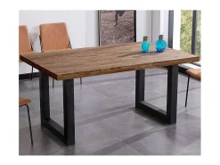 Mesa de comedor Loft fija roble oscuro 75x160x100 cm Adec