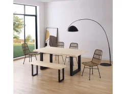 Mesa de comedor Loft rectangular diseño nórdico roble Nordish/negro 76x180x100 cm Adec