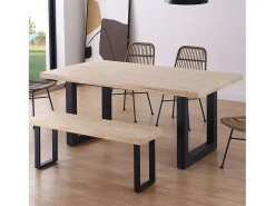Mesa de comedor Loft rectangular diseño nórdico roble Nordish/negro 76x180x100 cm Adec