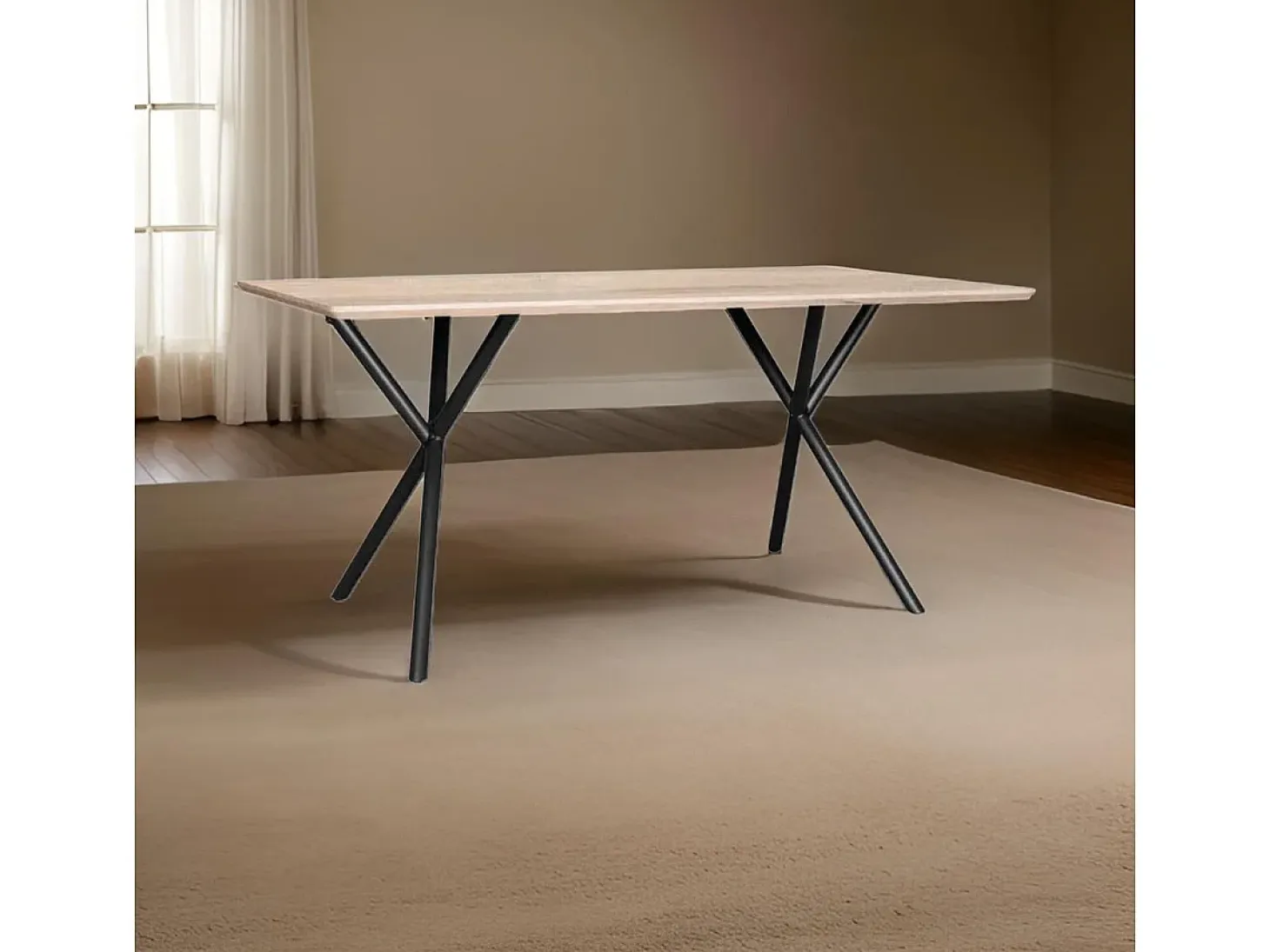 Mesa de comedor Látigo diseño fijo natural/negro 76x160x90 cm