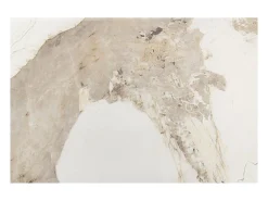 Mesa de comedor LUMEA – Ovalada 200 cm – Efecto mármol blanco – Pie ancho – Estilo contemporáneo