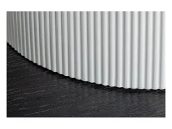 Mesa de comedor LUMEA – Redonda 120 cm – Efecto mármol blanco – Pie central ancho – Estilo contemporáneo