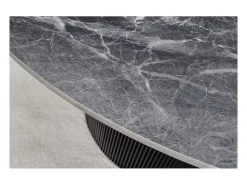 Mesa de comedor LUMEA – Redonda 120 cm – Efecto mármol gris oscuro – Pie central ancho – Estilo contemporáneo