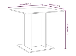 Mesa de comedor madera contrachapada gris Sonoma 80x80x75 cm