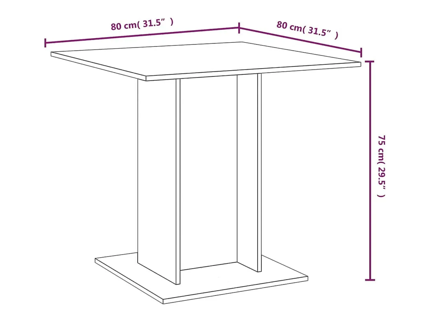 Mesa de comedor madera contrachapada gris Sonoma 80x80x75 cm