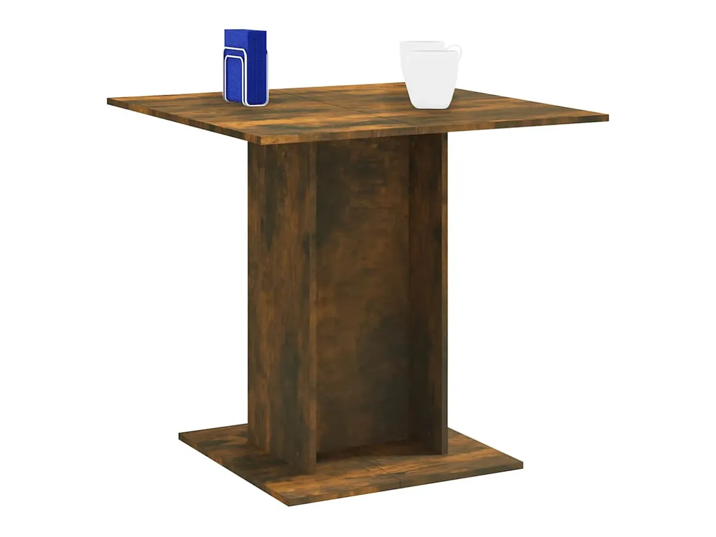 Mesa de comedor madera contrachapada roble ahumado 80x80x75 cm