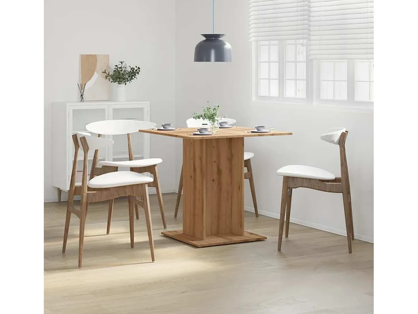 Mesa de comedor madera de ingeniería roble artisan 80x80x75 cm