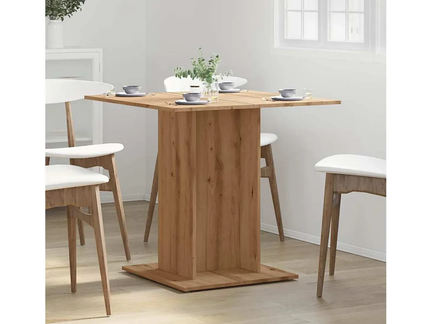 Mesa de comedor madera de ingeniería roble artisan 80x80x75 cm