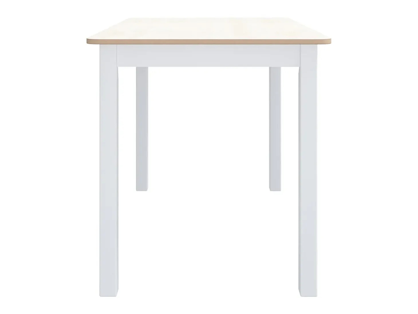 Mesa de comedor madera de caucho blanco y marrón 114x71x75 cm ES446996