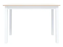 Mesa de comedor madera de caucho blanco y marrón 114x71x75 cm ES446996