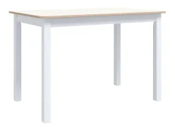 Mesa de comedor madera de caucho blanco y marrón 114x71x75 cm ES446996