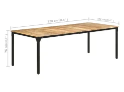 Mesa de comedor madera de mango rugosa 220x100x76 cm