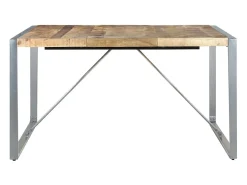 Mesa de comedor madera de mango rugosa 140x140x75 cm ES197401
